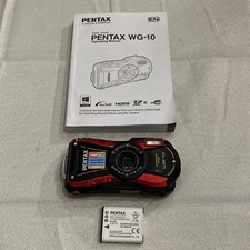 Pentax WG-10 Waterproof 14MP Digital Camera Red  Battery  Manual