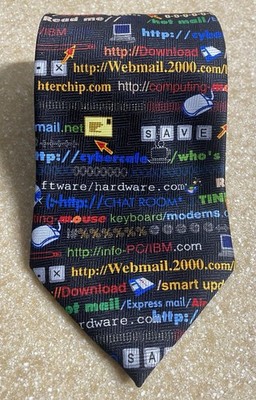 Y2K Necktie - Technology, Computer, http, Code, Webmail, Chat Room -by Addiction