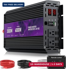 3000W Power Inverter 12V DC to 110V/120V AC Converter, 6000W Peak  LCD Display
