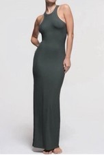 SKIMS SOFT LOUNGE HIGH NECK TANK Long Rib DRESS In DEEP SEA Size Medium