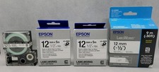 Lot of 4  New Epson Black on White 12mm 1/2" Labelworks Tape Cartridges