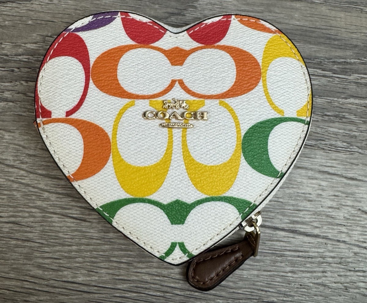 Coach Heart Rainbow Coin Wallet Purse Bag Excellent Used Condition