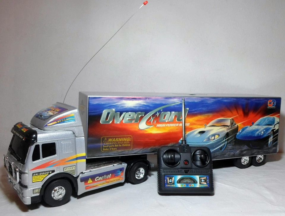 VTG 90's OVERLORD TRUCK WITH TRAILER 25'' 6WD 27Mhz R/C MIP NEW BUT NEEDS REPAIR - Image 3 of 4