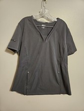 Genuine Dickies Womens Gray Scrub Top Knit Insets Short Sleeve Pockets Size 2XL