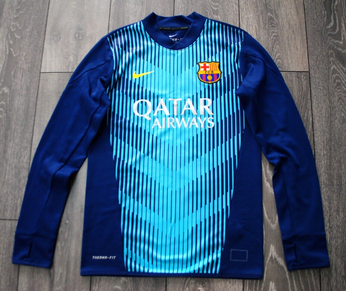 NIKE FC BARCELONA PRE-MATCH SOCCER FOOTBALL JERSEY 2014 LONG