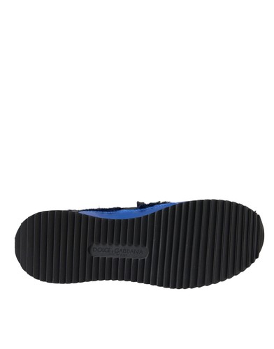 Dolce&Gabbana Men Blue Sneakers Leather Low Top Lace Up Athletic Trainer Shoes - Picture 6 of 8
