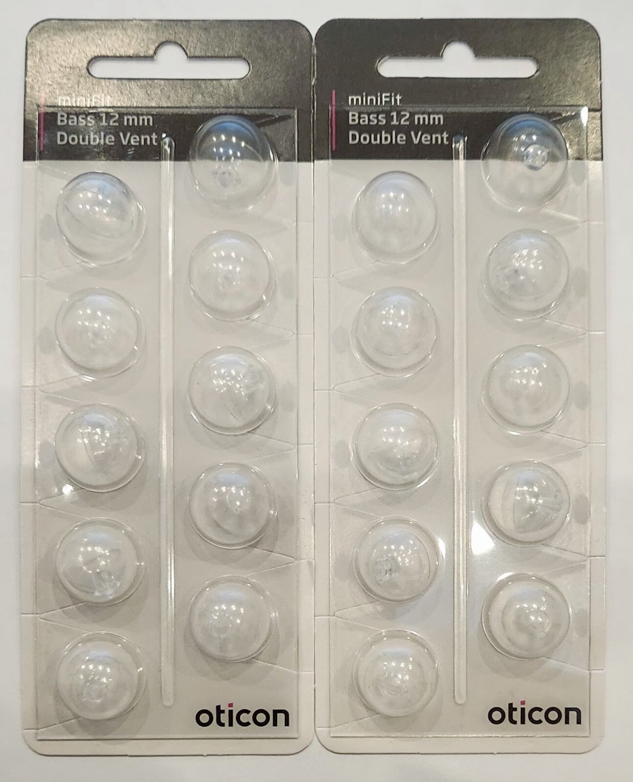 Oticon MiniFit Hearing Aid Domes – 12mm Bass Double Vent, Pack Of 10 Domes