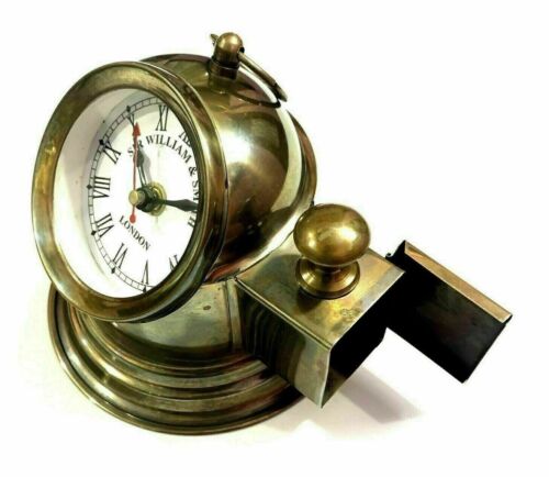 Antique Desk Watch Brass Clock Marine Nautical Desk Table Décor Vintage Gift - Afbeelding 1 van 7