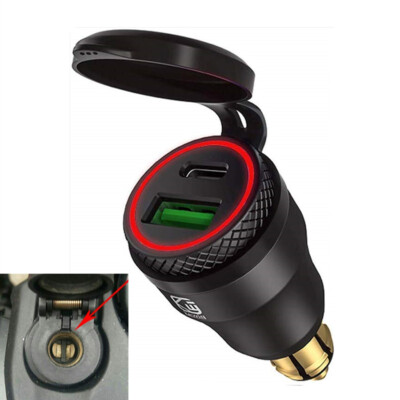 Rot LED USB & Type C Motorrad Ladegerät Adapter Für BMW DIN