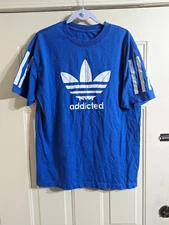 Vintage RARE Local Motion 420 "WEED" Addicted Adidas 2 Sided Men's Large AdiBlue