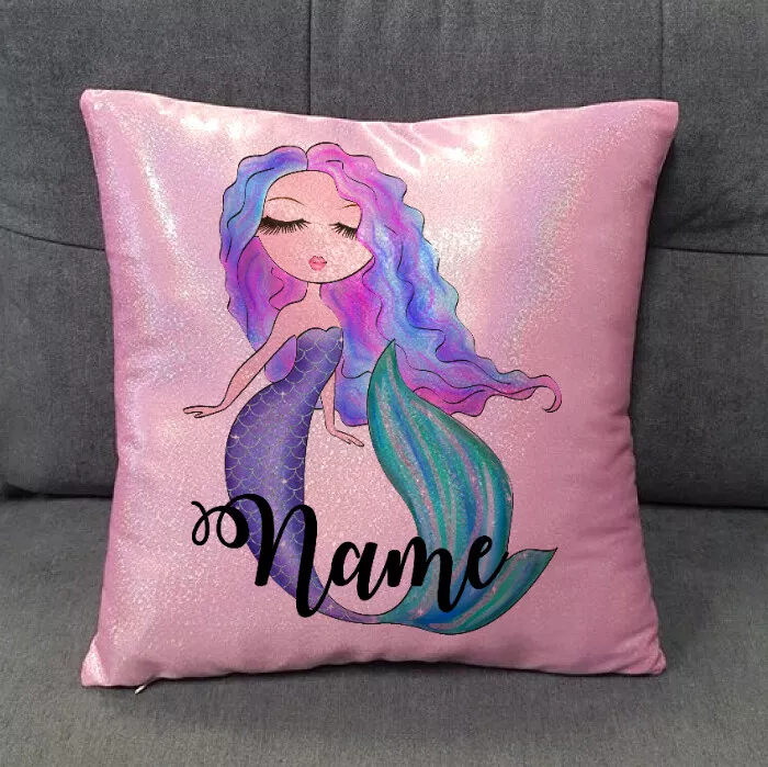 Mermaid Cushion Cover Throw Pillow Glitter Personalised eBay