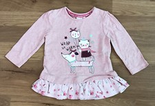 Debenhams Long Sleeves T-Shirt Girls 6-9 Months Pink Front Logo Crew Neck Cotton