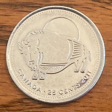 2011 Bison Canada 25 cents quarter **75% off combined shipping**