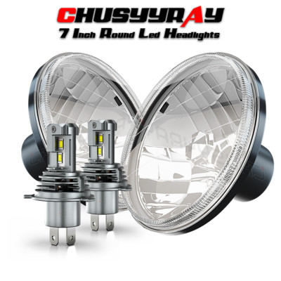 7 Inch LED GLASS Headlight Round,  CLASSIC LOOK conversion Chrome