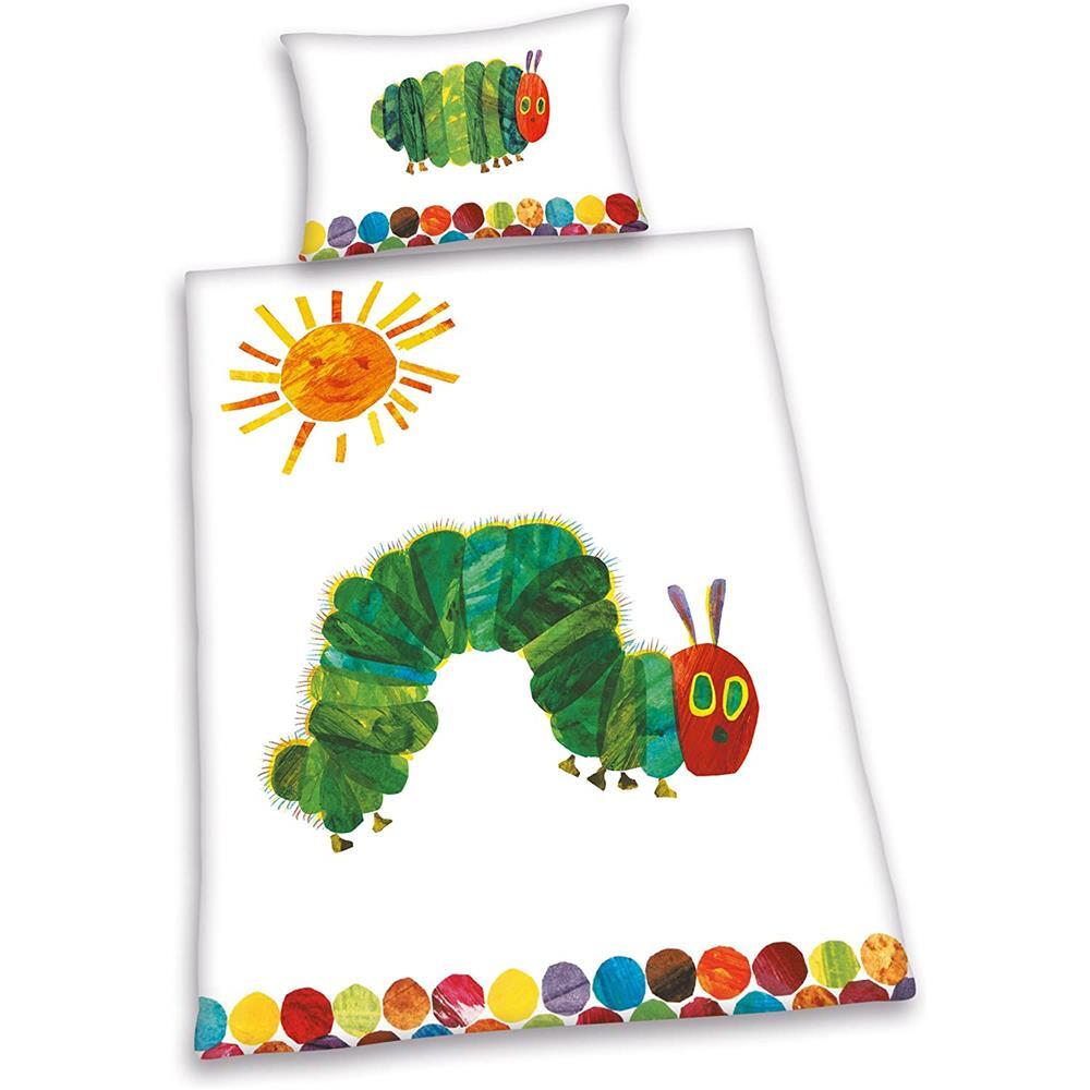 Пеленальный столик Raupe Nimmersatt Babybettwäsche 40x60+100x135 см Baumwolle Bettbezug Bio