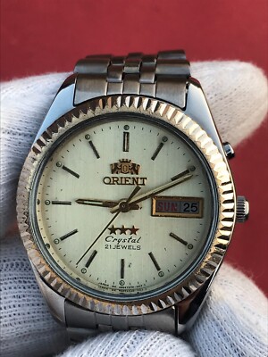 Vintage Orient Crystal Automatic 21 Jewels Day/Date Japan