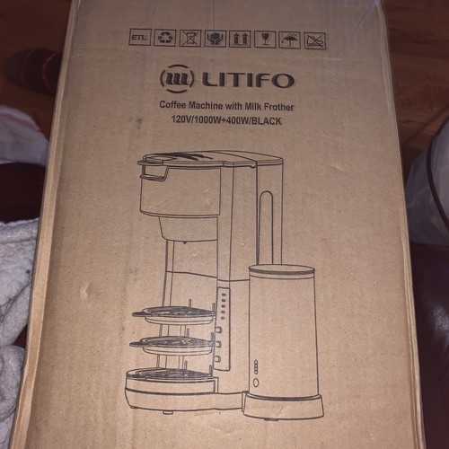 Litifo Black Coffee Maker With Milk Frother 6 In 1 Coffee Machine For Tea K Cup - Picture 3 of 3