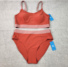 Cupshe Womens Bikini Set Size Large Dark Orange Padded Adj Strap Swimwear NWT