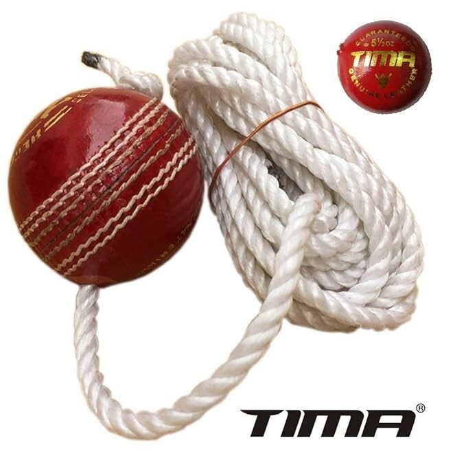 TIMA Leather Cricket Shot Practice Hanging Ball, String Cricket Ball