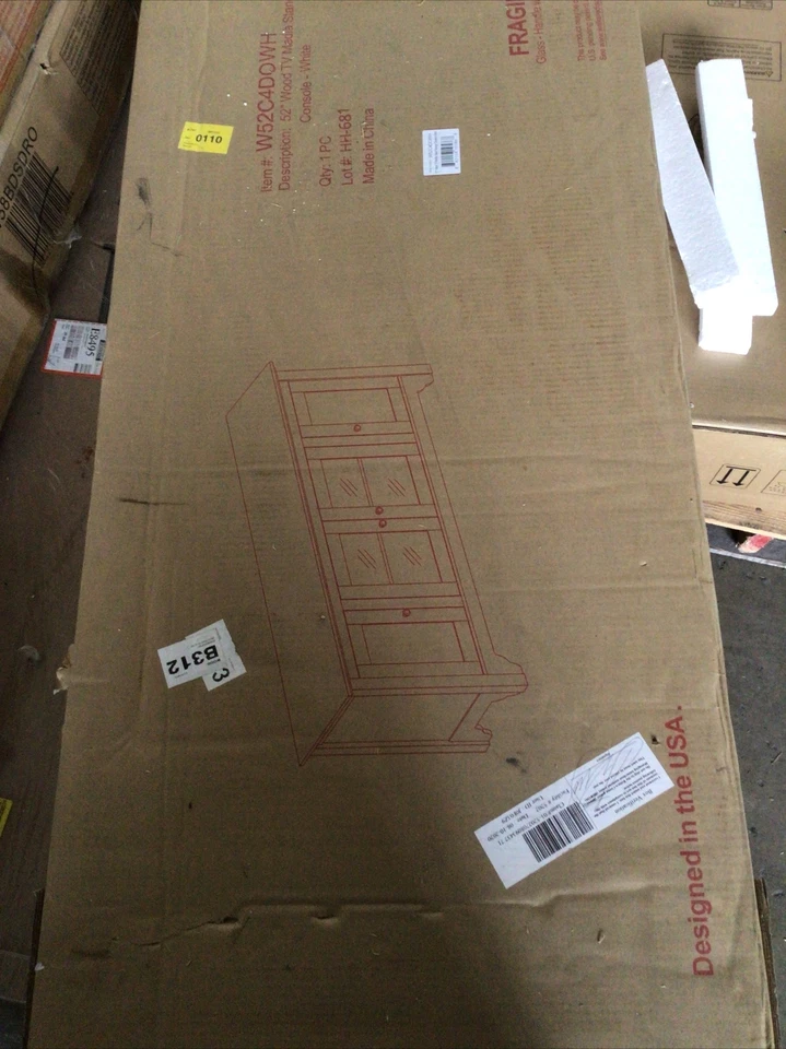 Consola de almacenamiento con soporte multimedia de TV de madera de 52" - blanca Foto 2 de 2