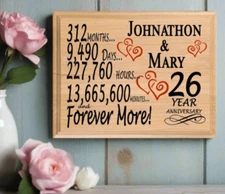 Personalized 26th Anniversary Gift – Custom Wood Keepsake for Husband, Wife, or