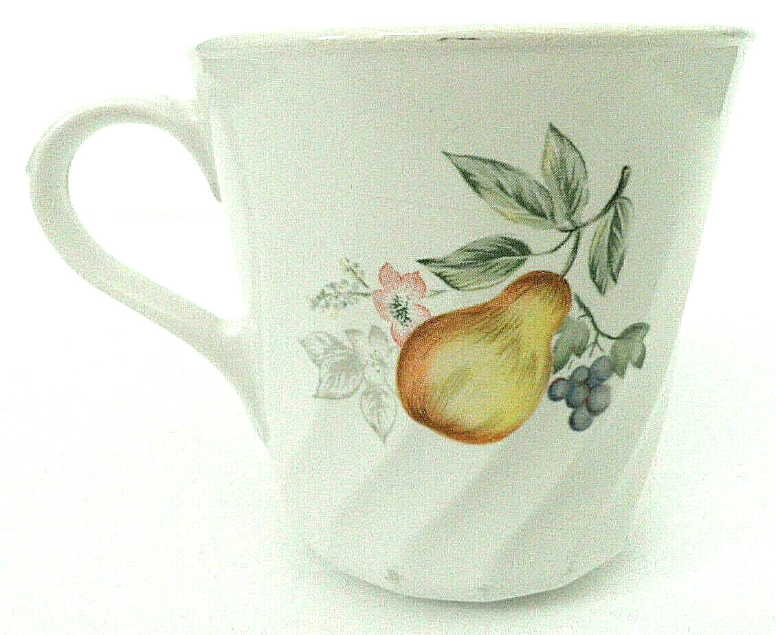 CORNING WARE SWIRL COFFEE MUG TEA CUP FRUIT PATTERN PEAR APPLES