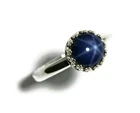 Genuine Blue Star Sapphire Ring Engagement Stackable 925 Sterling Silver Rings
