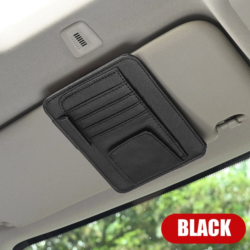 Car Sun Visor Organizer Storage Pocket Bag IC Card Glasses Storage Holder  Clips | eBay