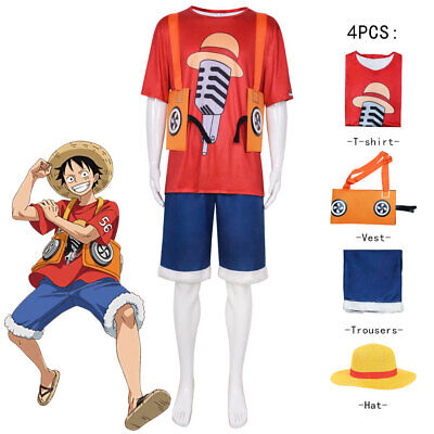 Cosplay Men Kids Halloween Party One Piece Monkey·D·Luffy Suit