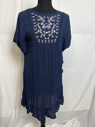Knox Rose Navy Blue Embroidered Shift 