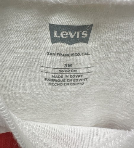 T-shirt Levi's rossa logo bianca manica corta bambino taglia 3 mesi nuova - Foto 4 di 8