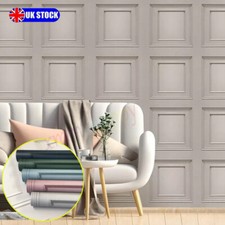 3D Effect Wood Panel Wallpaper Feature Wall Living Room Decor Grey/Cream/ Pink