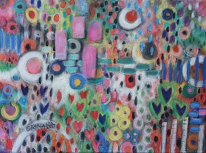 Free Shipping Fujiki Hearts And Blooms 12 X 16 Orig Canvas Painting Folk Art Abstract Karla Gerard Store Asbm Com Br