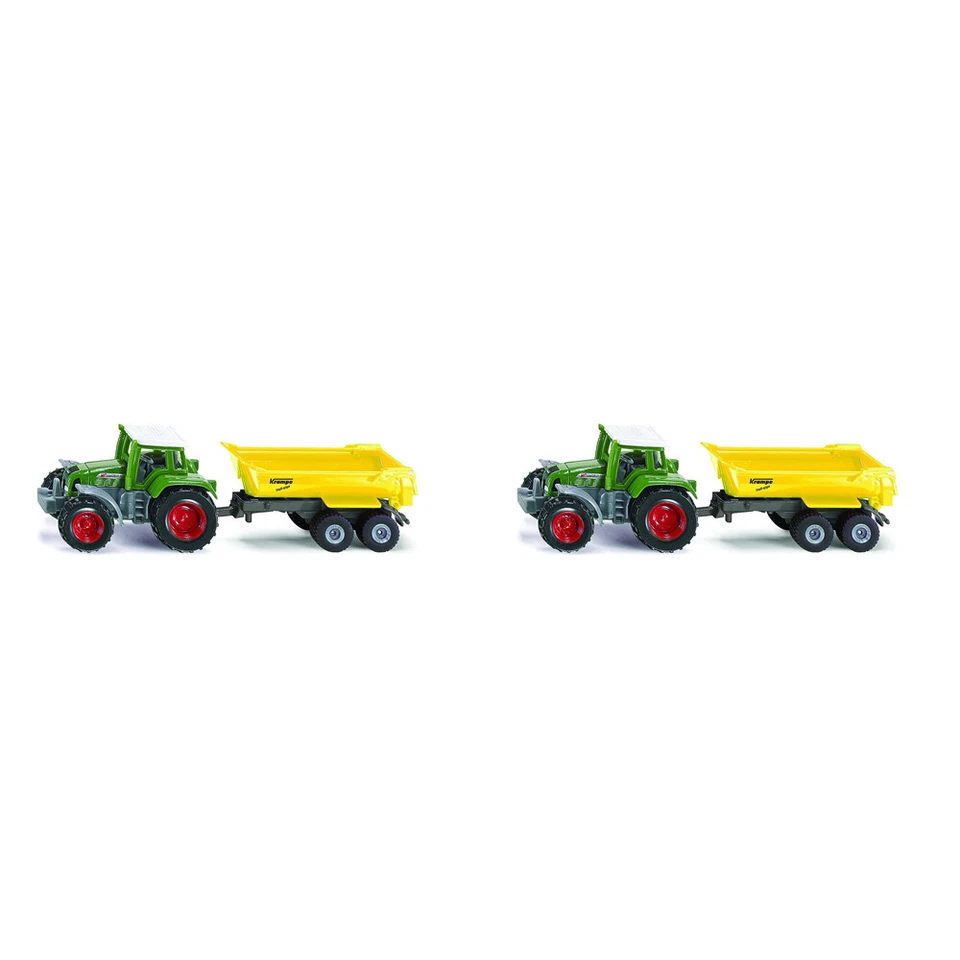 2x Siku 1605 Fendt Tractor w/ Krampe Tipping Trailer Diecast 160mm Kids Toy 3y+