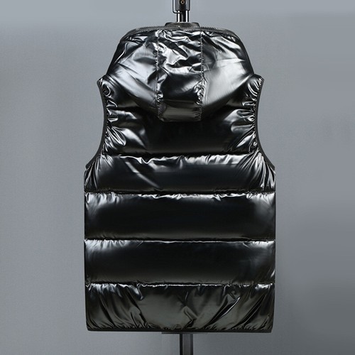 Herren Puffer Gesteppt mit Kapuze Weste Metallisch Glänzend Bubble Jacke Mantel - Bild 9 von 15