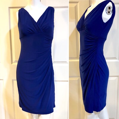 LAUREN Ralph Lauren~CANNES BLUE~Ruched Side Dress-Sz