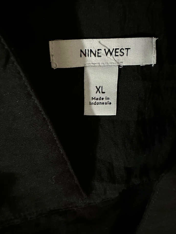 Vestido midi manga larga nine west negro rayón nailon para mujer L Foto 4 de 4