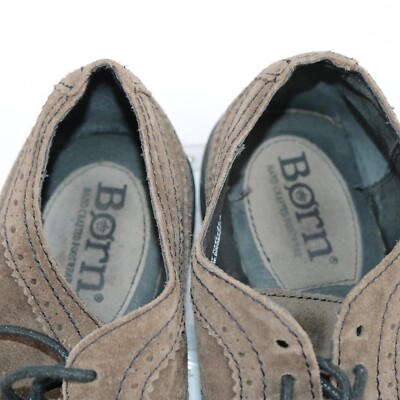 Born Mens Oxford Size 9 Brown Suede Wingtip Brogue Lug Sole  display picture 1