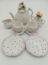 Vintage Enchanted Garden Mini Tea Set "Pansy Blossoms" Design Model 5091 NIB