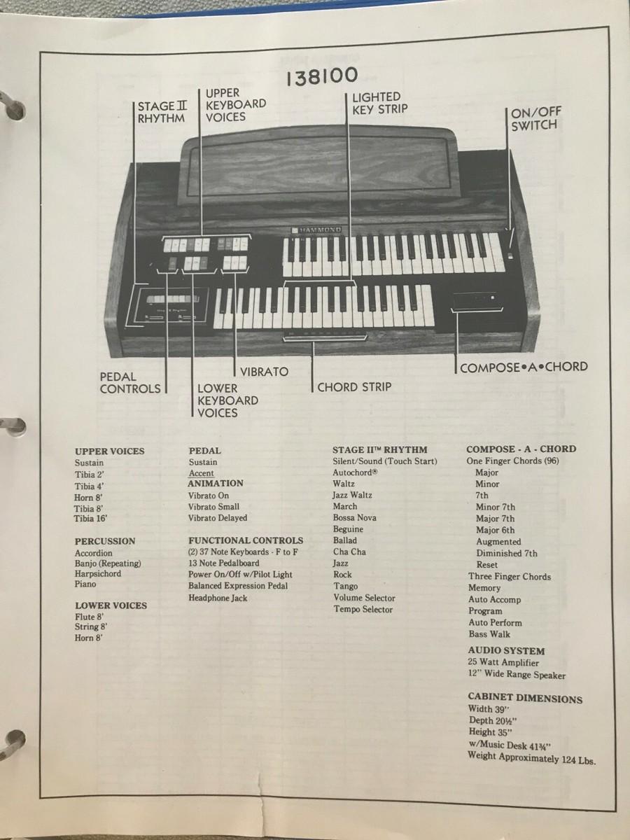 Organ Dimensions Hammond Organ Dimensions