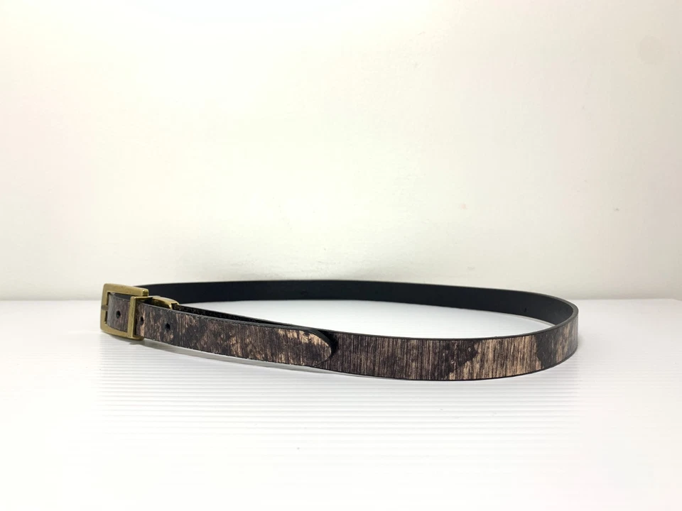 Cinturón para mujer Coldwater Creek marrón metálico negro cuero mediano estampado animal Foto 2 de 4