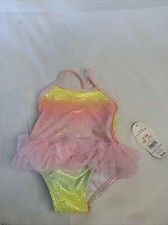 Nwts Baby girls 0-3m Wonder Nation 1 piece swimsuit pretty Sparkly Tutu