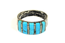 VTG STERLING SILVER  TURQUOISE RING - SIZE 5.25