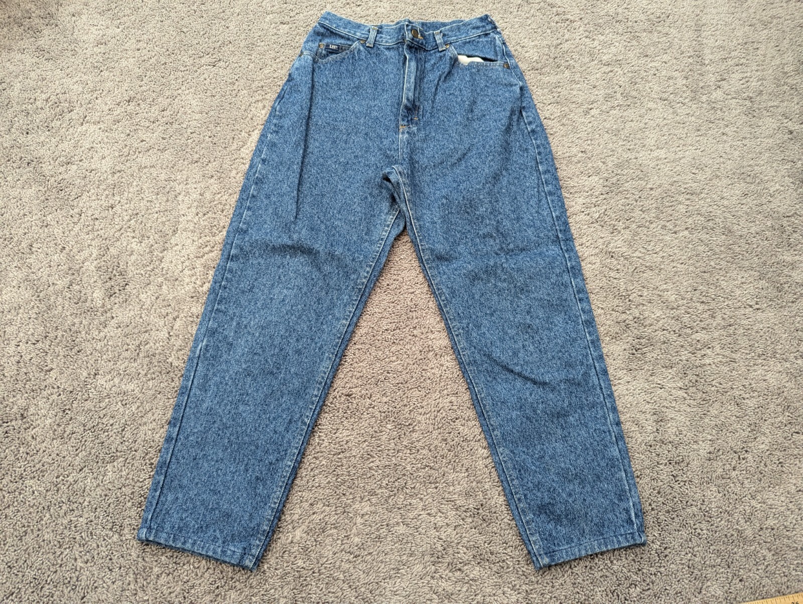 Vintage Lee Womens 33 Denim Blue High Waist Mom Jeans-image