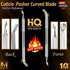 New Cuticle Pusher Nail Cleaner Remover Manicure Pedicure Tools Curved Blade