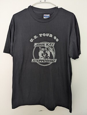 Steppenwolf John Kay 1985 US Tour Black T-Shirt XL Vintage Single Stitch 80s
