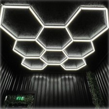 Hexagon Garage Lights Customize 8 Grid Led Hexagon Light for Car Shop Gym US