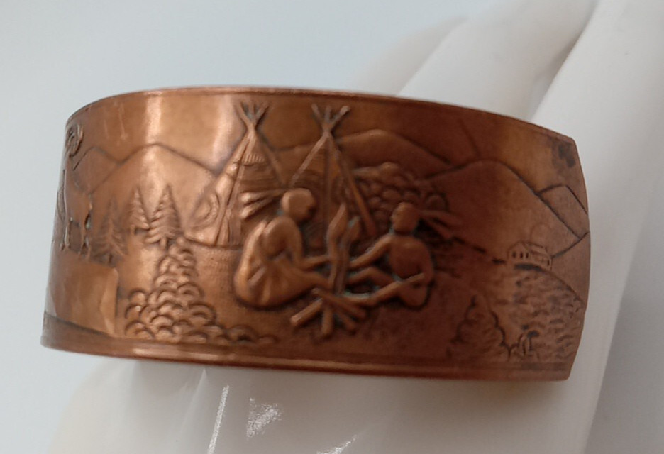 Vintage solid copper cuff, Native American Mohawk… - image 4