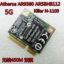 Atheros AR9380 AR5BHB112 Killer N1130 450M Wlan Card MINI PCI-E half INTEL6300