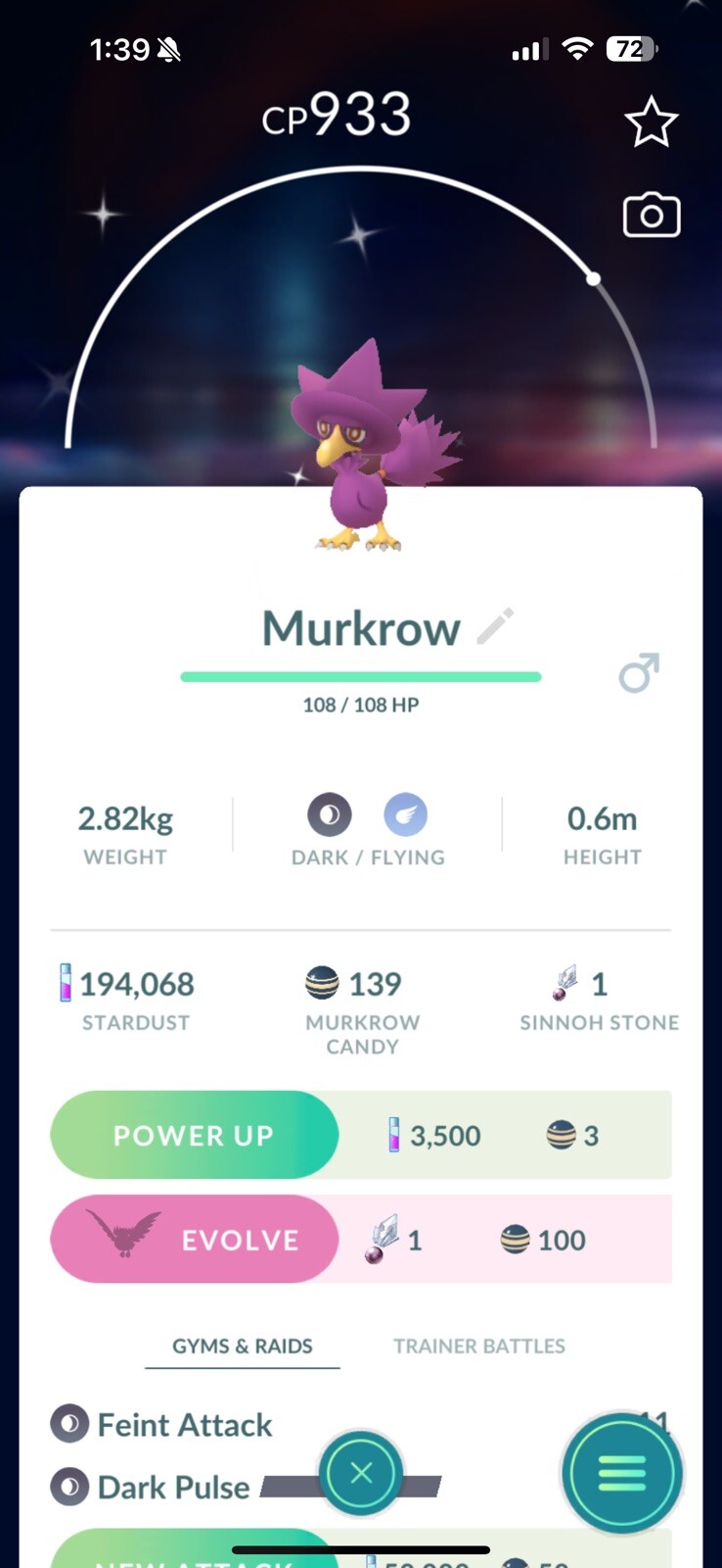 Pokemon GO - Shiny Murkrow | Registered or 30 Days Friendship Bonus !!